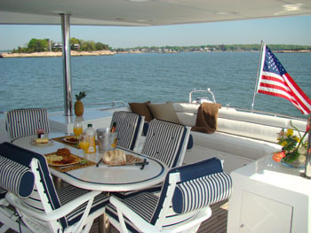 Yacht Charmer aft deck dining