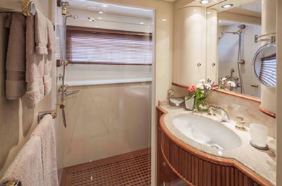 Yacht Grand Barossa master bathroom on main deck