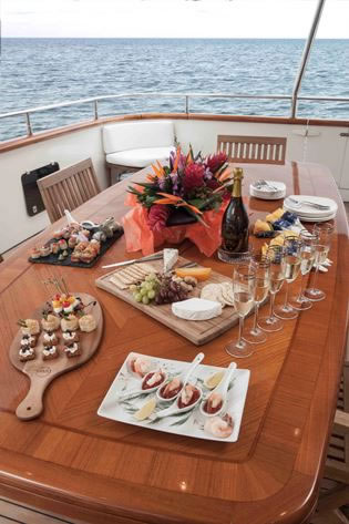 Yacht Grand Barossa aft deck dining