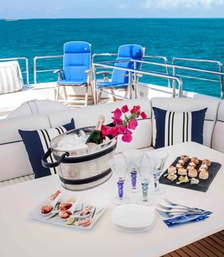 Yacht Grand Barossa champagne on sundeck